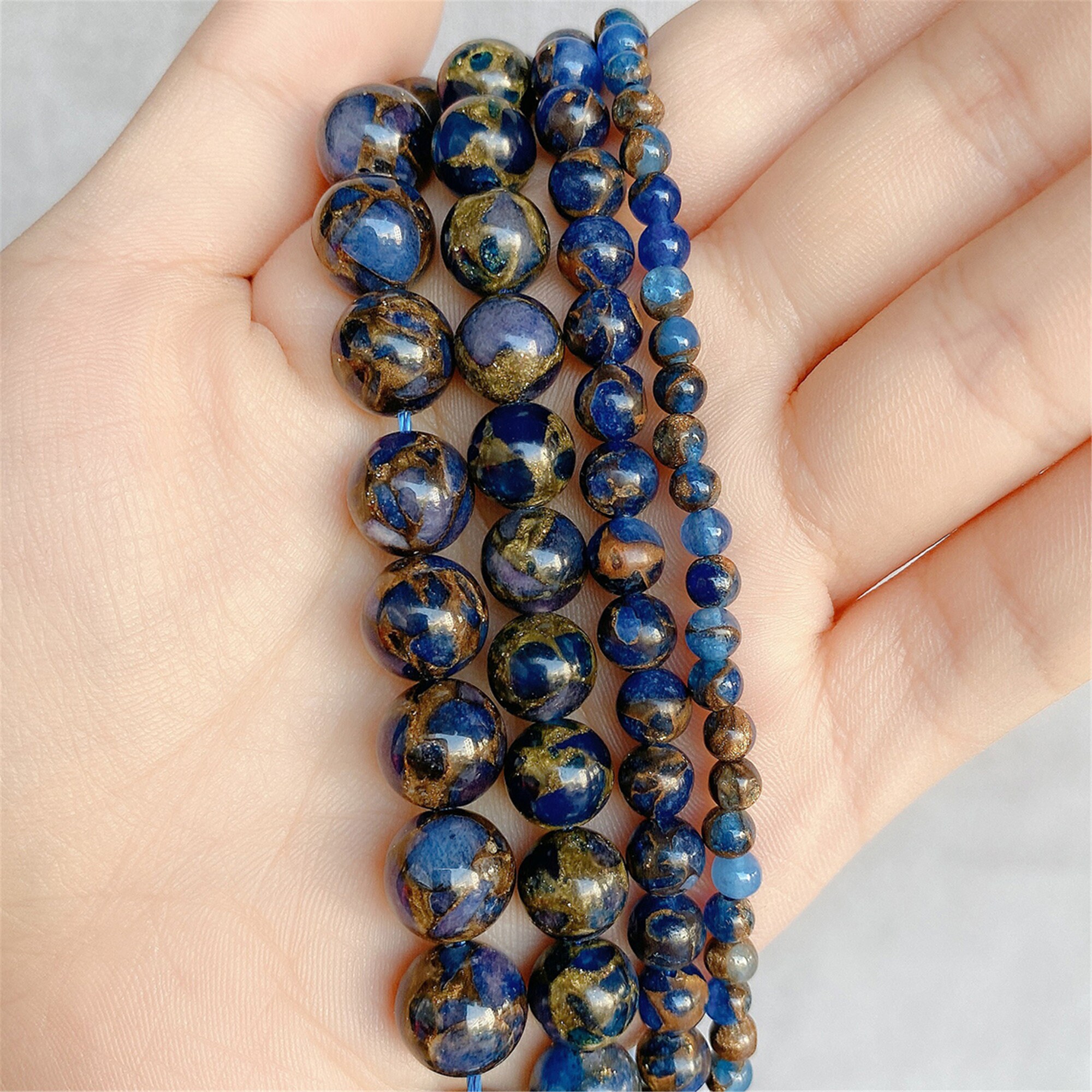 Natural Stone Beads Cloisonne Royal Blue Loose Round Beads for Etsy