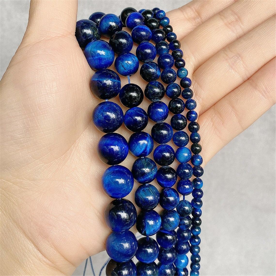 Natural Beads Royal Blue Tiger Eye Loose Round Beads for Etsy
