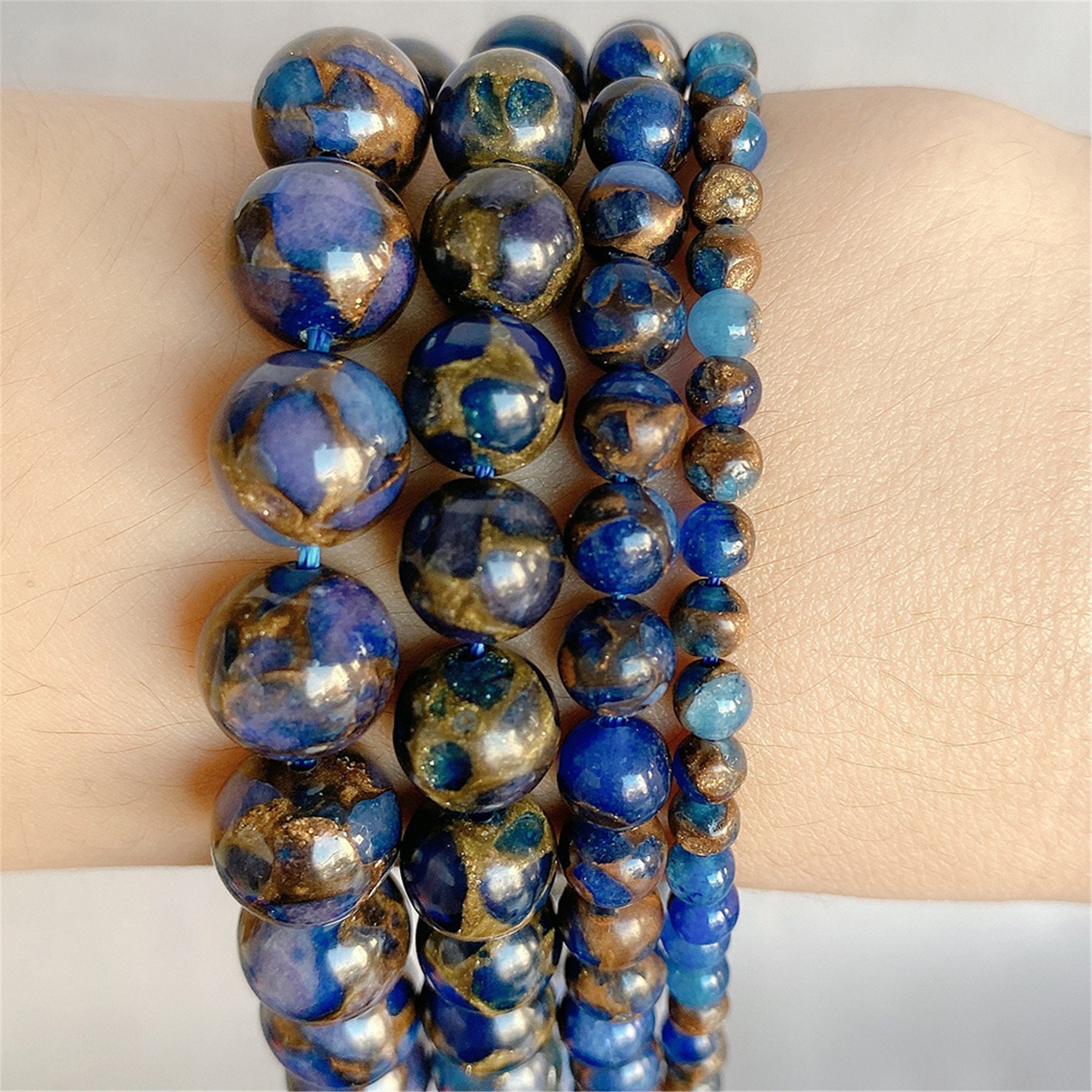 Natural Stone Beads Cloisonne Royal Blue Loose Round Beads for Etsy