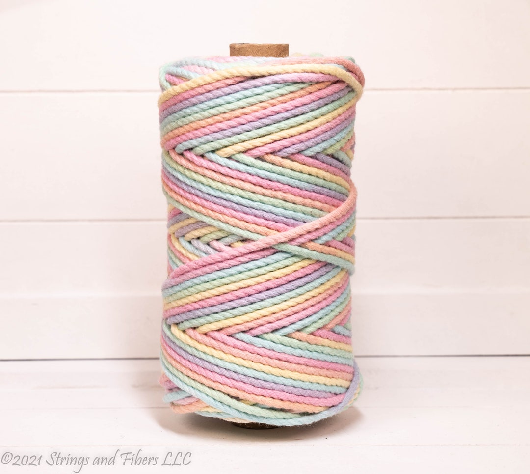 Pastel Roping 3.0MM Pastel Variegated COTTON ROPE, 90 Meters to a Roll for Jewelry ...