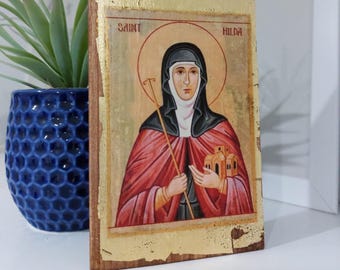 Saint Hilda of Whitby Wood Art