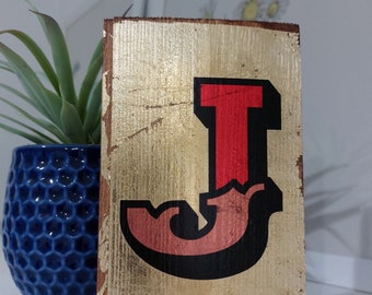 Golden Wood Initial Wall Art: Custom Circus Font Name Sign