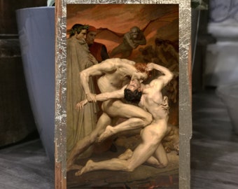 Dante and Virgil Wooden Wall Art: Bouguereau Gold Oak Print