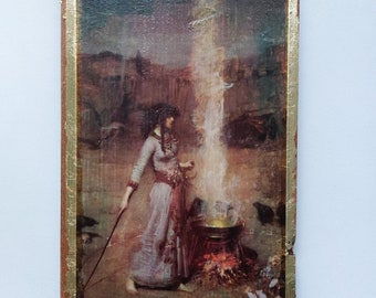 The Magic Circle Wooden Wall Art: John William Waterhouse Painting