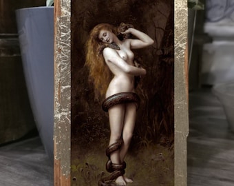 Lilith Painting by John Collier: Pre-Raphaelite Wood Wall Art