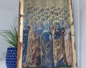 Female Saints Wooden Wall Art: Jean Colombe Religious Illustration
