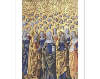 Catholic Art Poster – Jean Colombe Female Saints Print, Medieval Religious Wall Art, Museum‑Style Sacred Artwork