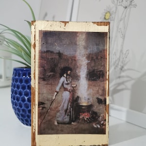 The Magic Circle Wood Wall Art: Pre-Raphaelite Painting with Gold Gilding