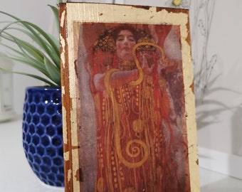 Hygieia by Klimt: Symbolist Gold Wooden Wall Art