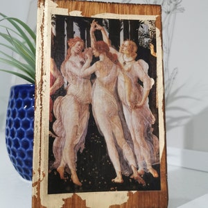 Botticelli&#39;s Three Graces: Renaissance Wood Wall Art with Gold