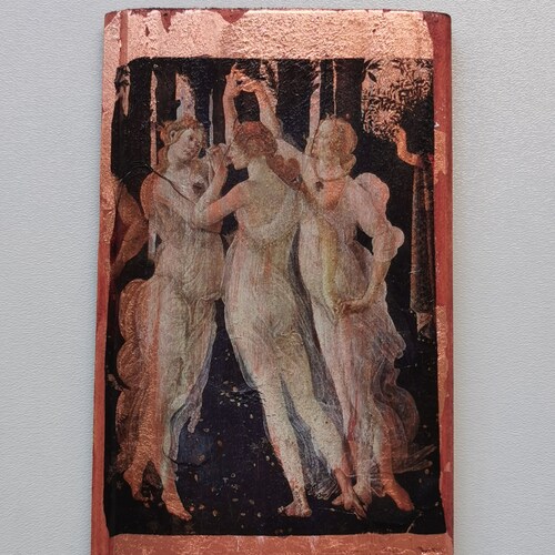 Botticelli's Three Graces Wooden Wall Art: Rose Gold Renaissance Decor