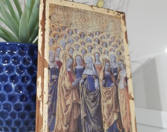 Catholic Art - Jean Colombe Female Saints Wall Art on Wood – Handmade Medieval Artwork, Museum‑Style religious Decor
