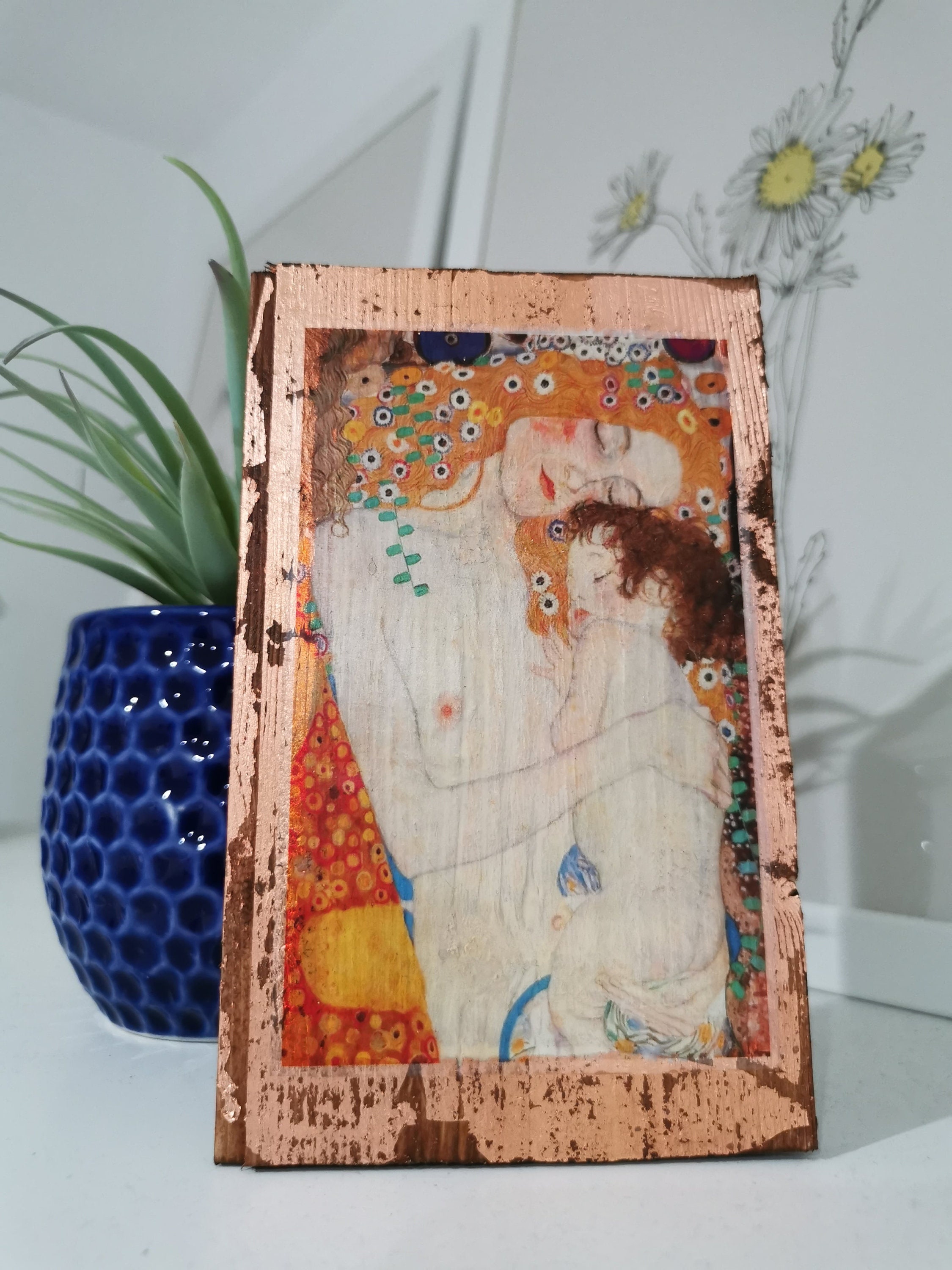 Klimt's 'The Three Ages of Woman' - Rose Gold Oak Wood Wall Art