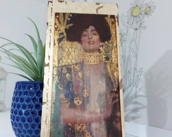 Klimt&#39;s Judith Wooden Wall Art: Gold Symbolist Painting