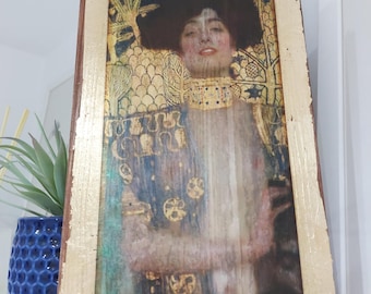 Klimt's Judith (Large) Wooden Wall Art: Gold Symbolist Painting