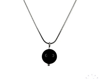 Natural black tourmaline necklace and silver stainless steel snake chain