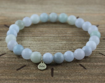 Bracelet in aquamarine pearls 8 mm - Jewelry natural stones