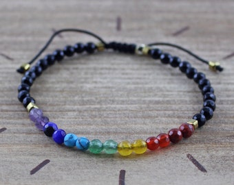 7 chakra bracelet - Natural faceted pearls