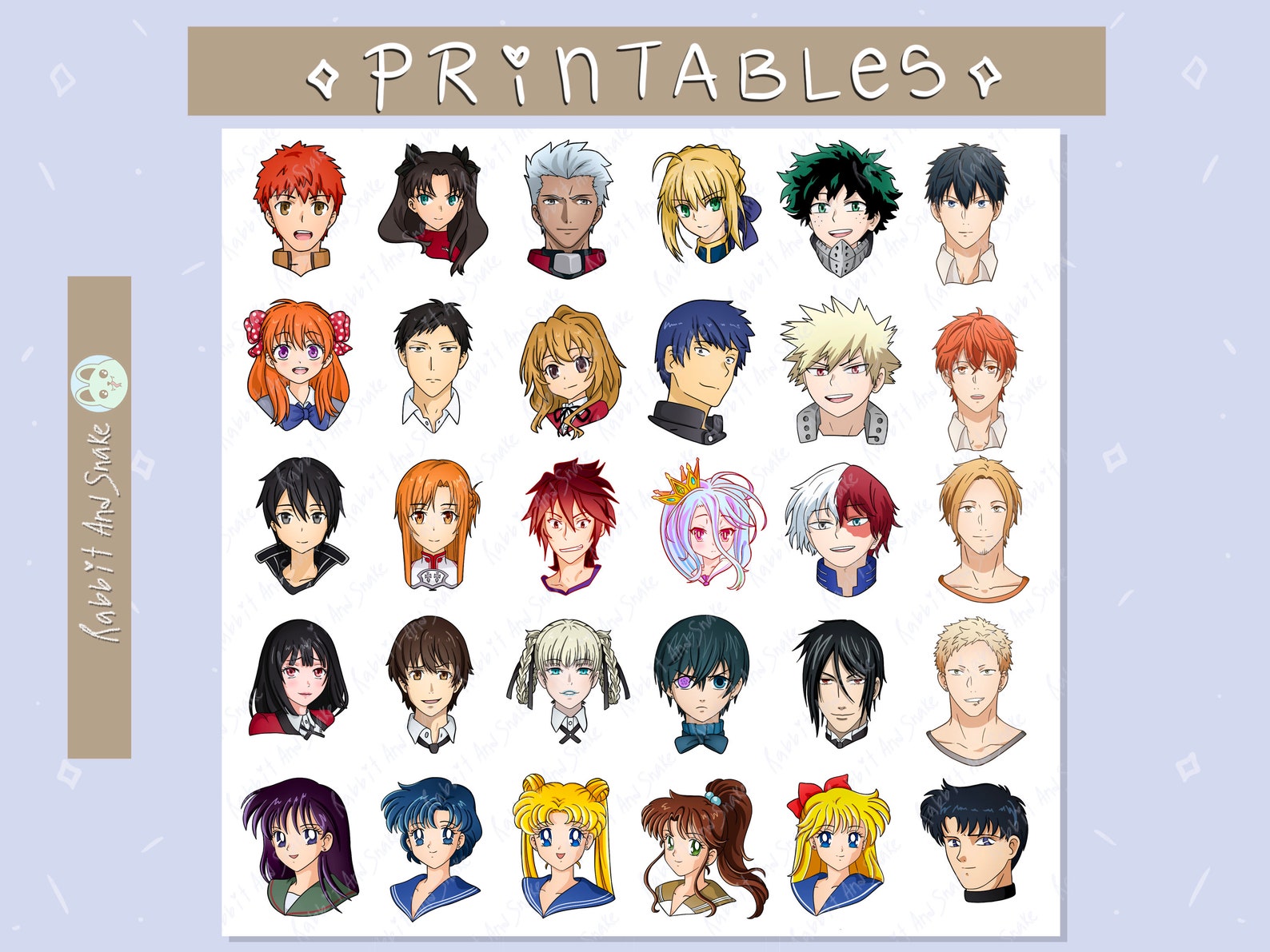 30 Sticker Sheet Anime Manga Printable Direct Télécharger Etsy