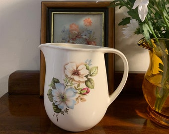 for milk or custard Retro Romanian orange flowers jug Romania Made by Faianta Sighisoara Cute retro 60s 70s flower power design.