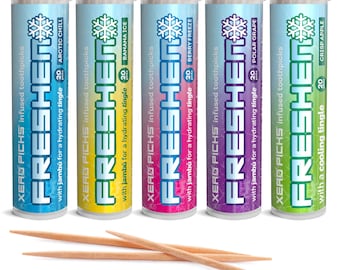 Xero Picks Infused Toothpicks, Minty Fresh Breath, Sugar-Free, Vegan (100 Picks)