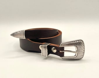 Chocolate Brown Western Belt | Tapered Handmade Belt | Slim Leather Belt