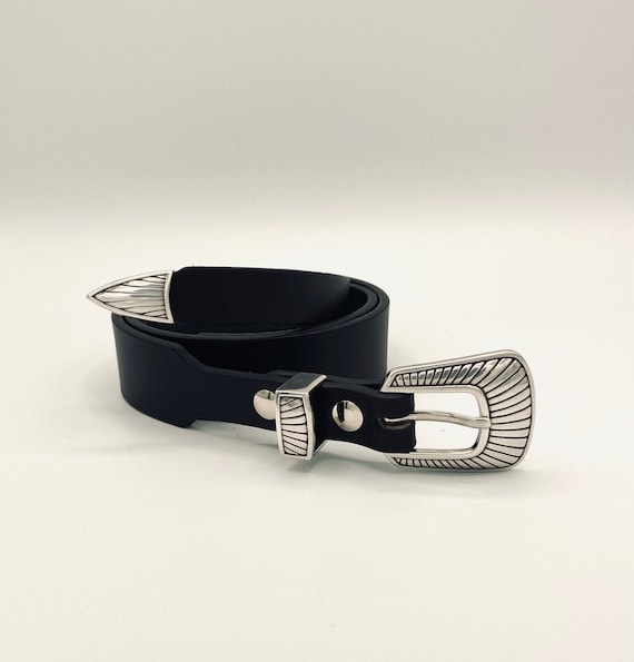 Slim Western Belt | 1.25" tapered 0.75" Ranger | English Bridle Leather | Nickel Plated Buckles