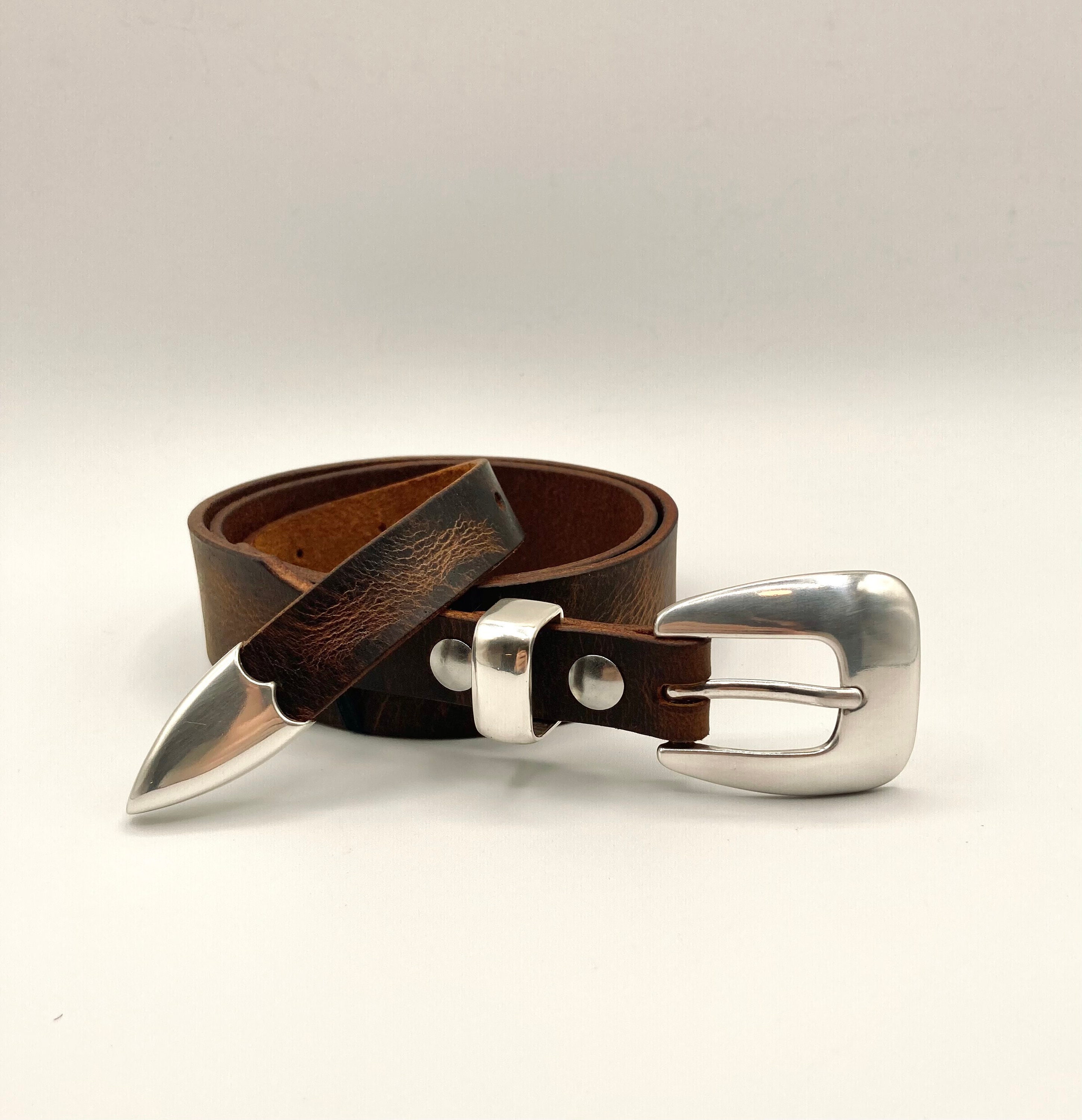 Leather belt, Western Stitched-Suede-lined, Thick, vegetable-tanned leather  belt, Can be a concealed carry belt or gun belt