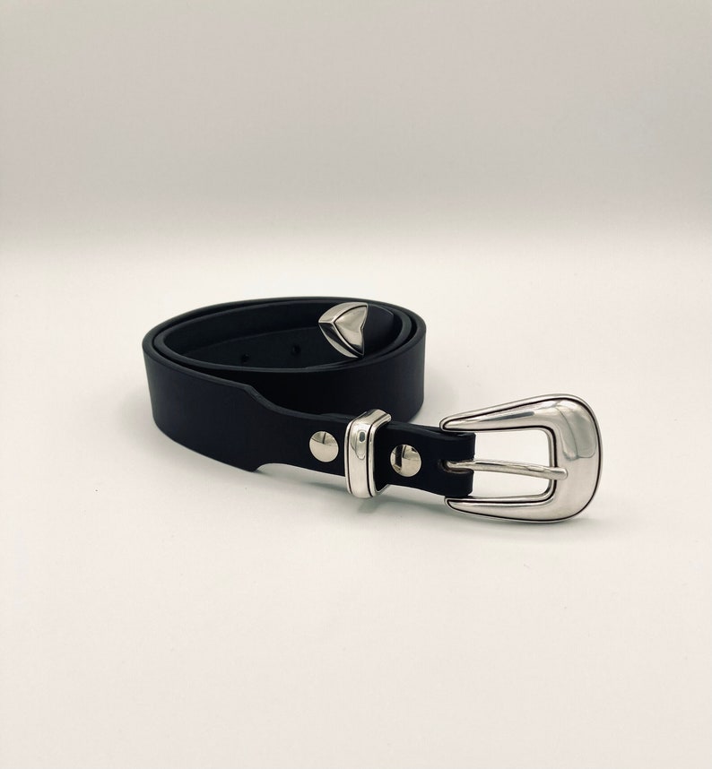 Slim Western Belt 1.25 tapered 0.75 Ranger English Bridle Leather Nickel Plated Buckles 3.