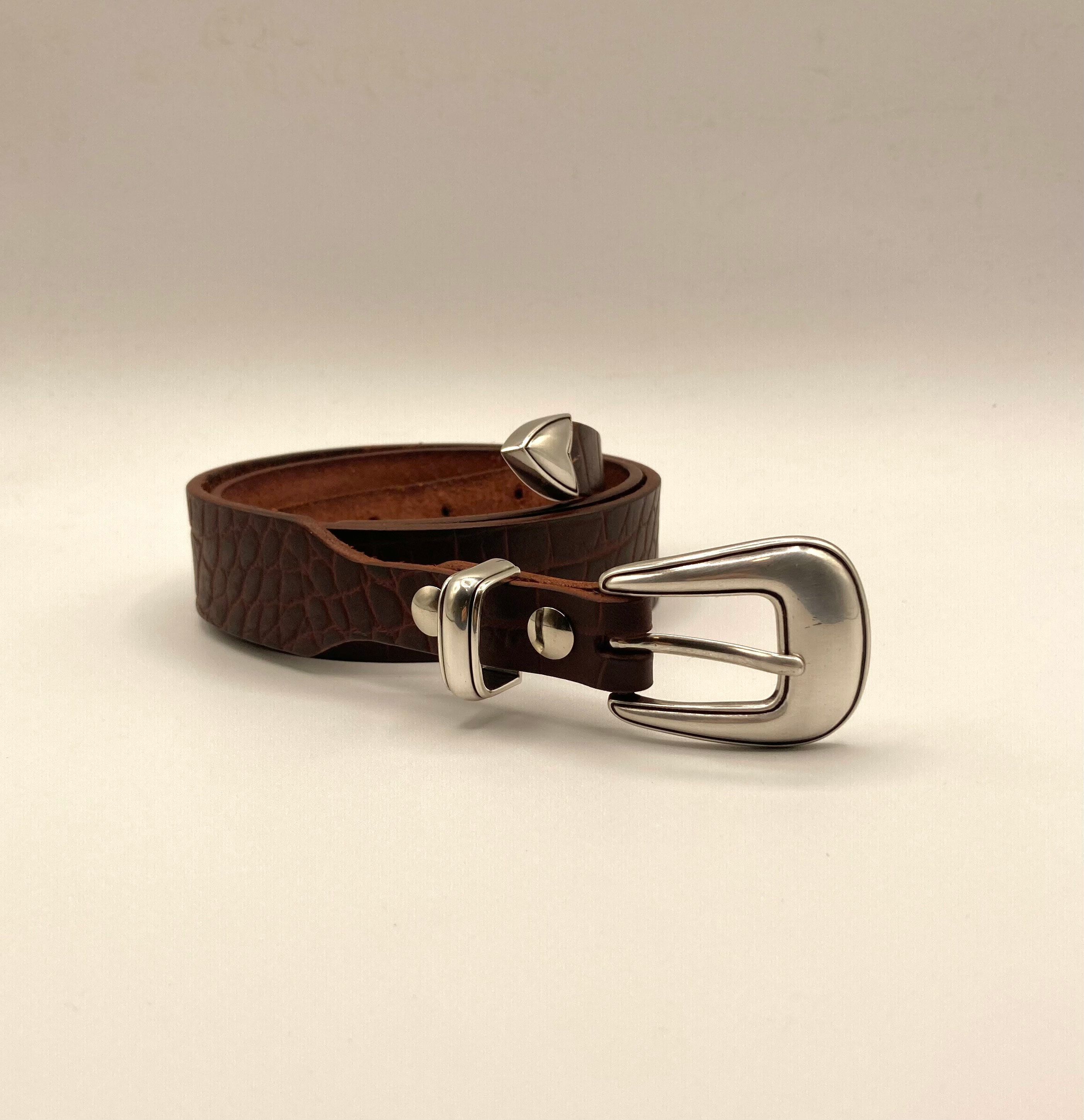 Hand-dyed Croc Embossed Leather Western Belt - Etsy