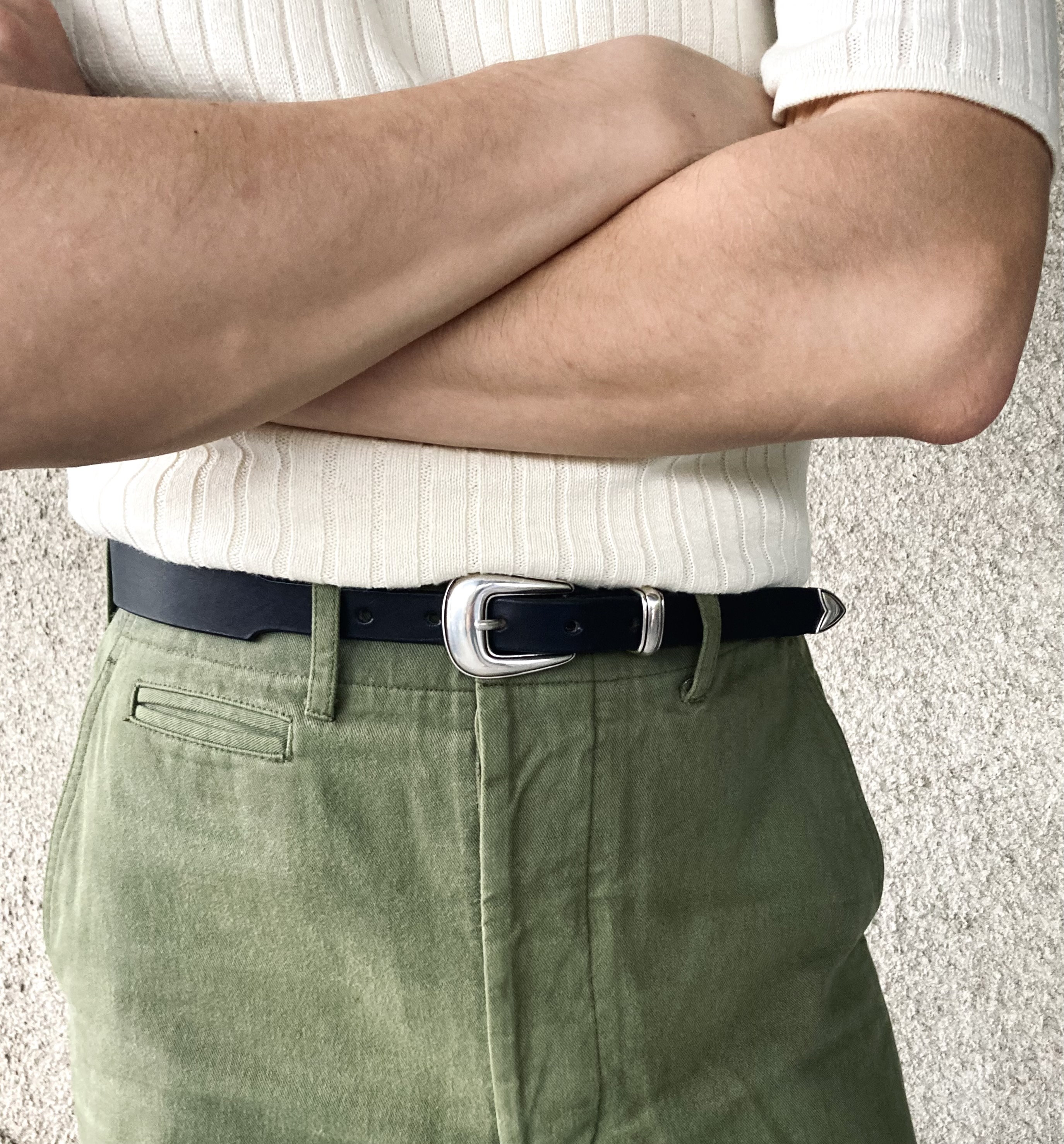 Slim Western Belt | 1.25" Tapered 0.75" Ranger | English Bridle Leather |  Nickel Plated Buckles - Etsy