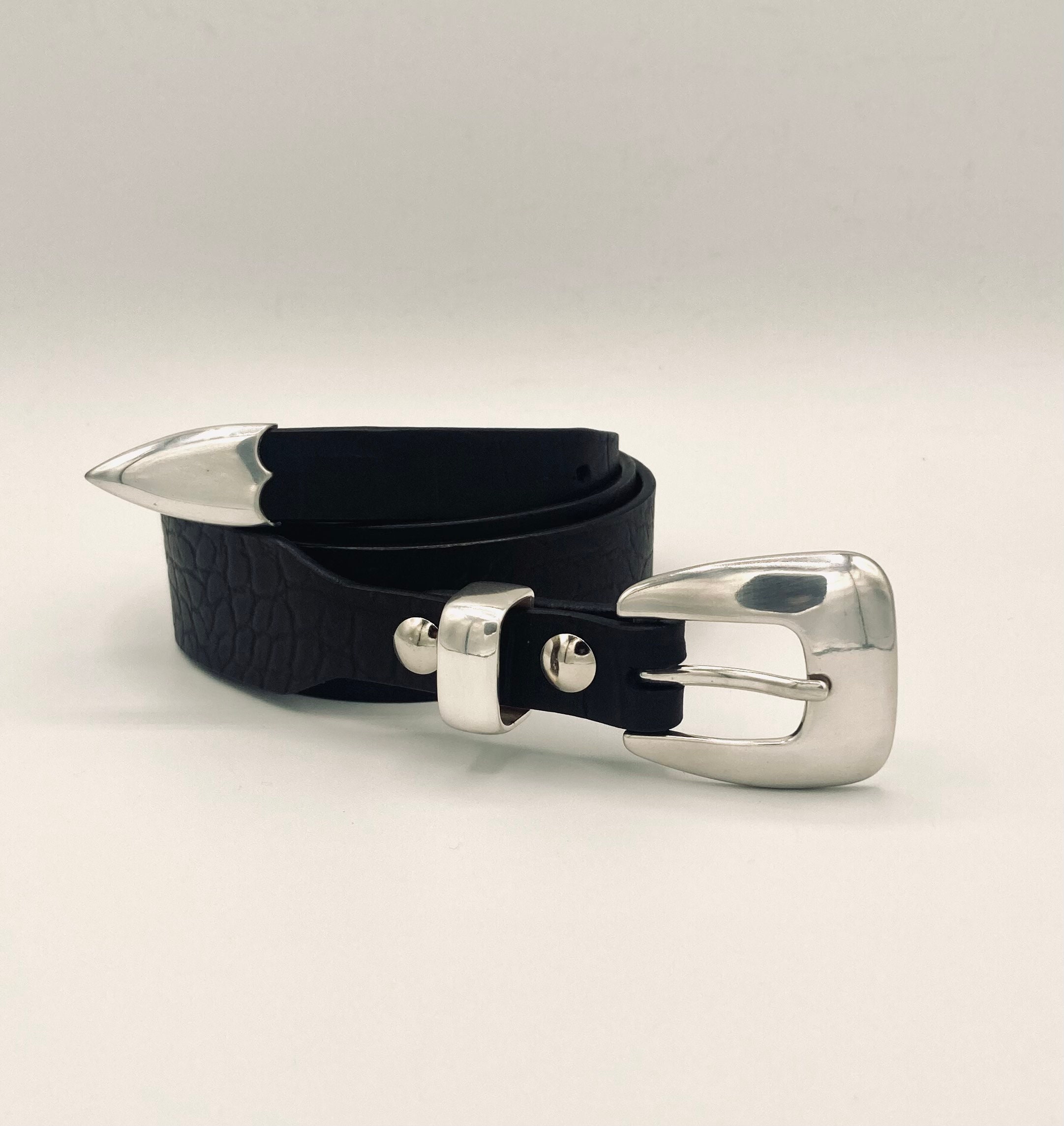 【8 SECONDS】20MM SLIM WESTERN BELT Embossed Croc Western Belt | Slim Western Belt | Made to