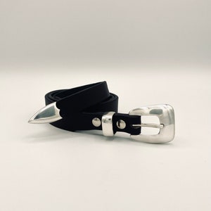Slim Western Belt 1.25 tapered 0.75 Ranger English Bridle Leather Nickel Plated Buckles 1.