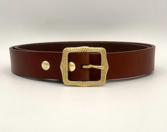 Handmade Leather Belt | 1.25" Wide Bridle Leather | Solid Brass Buckle