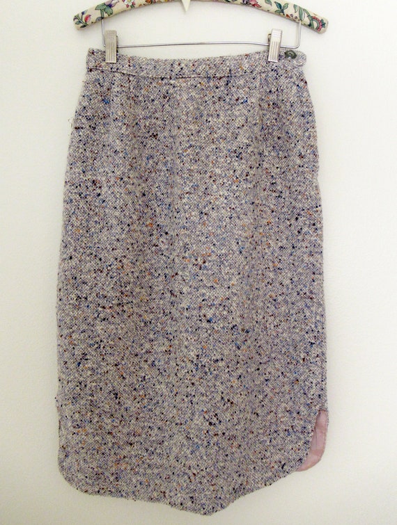 1950s High-Waisted Grey Wool Tweed Pencil Skirt, X-Sm… - Gem