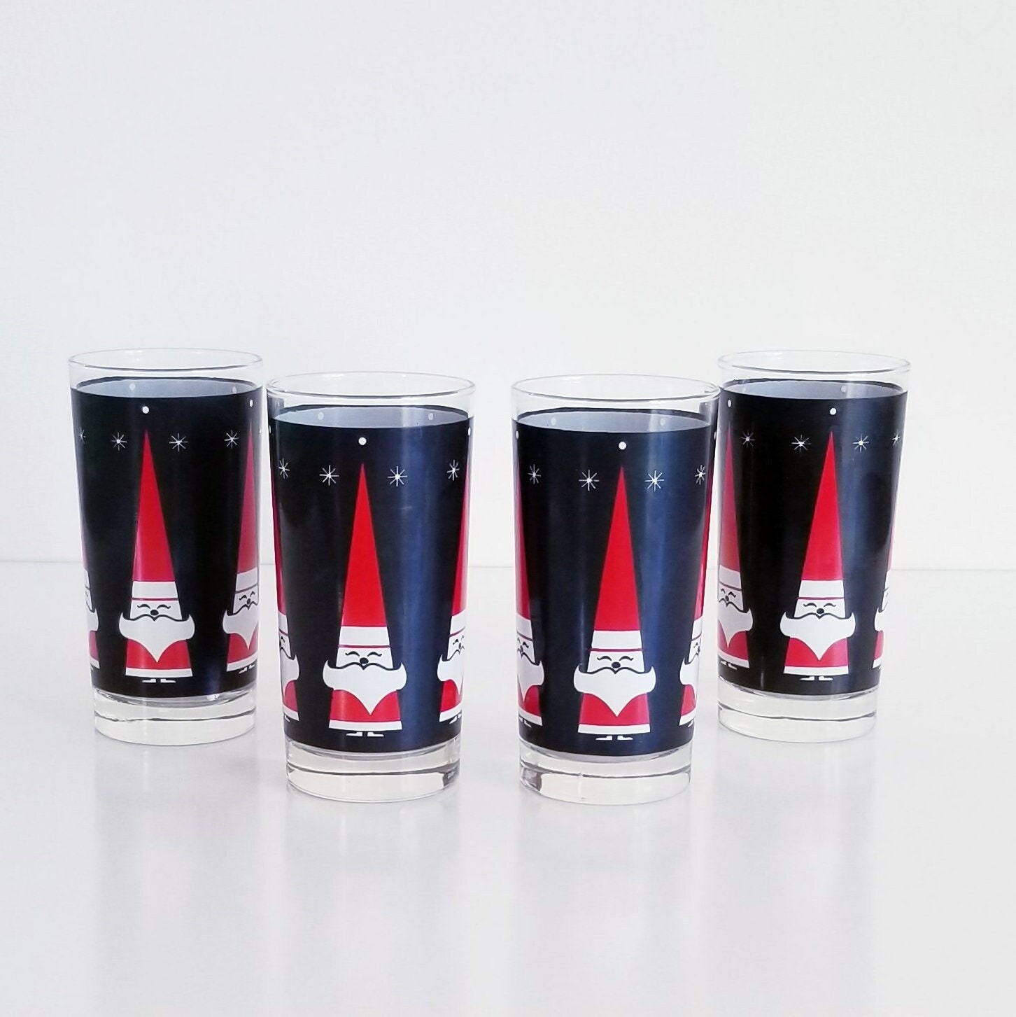 Mid Century Libbey Santa Drinking Glasses- Set of 12