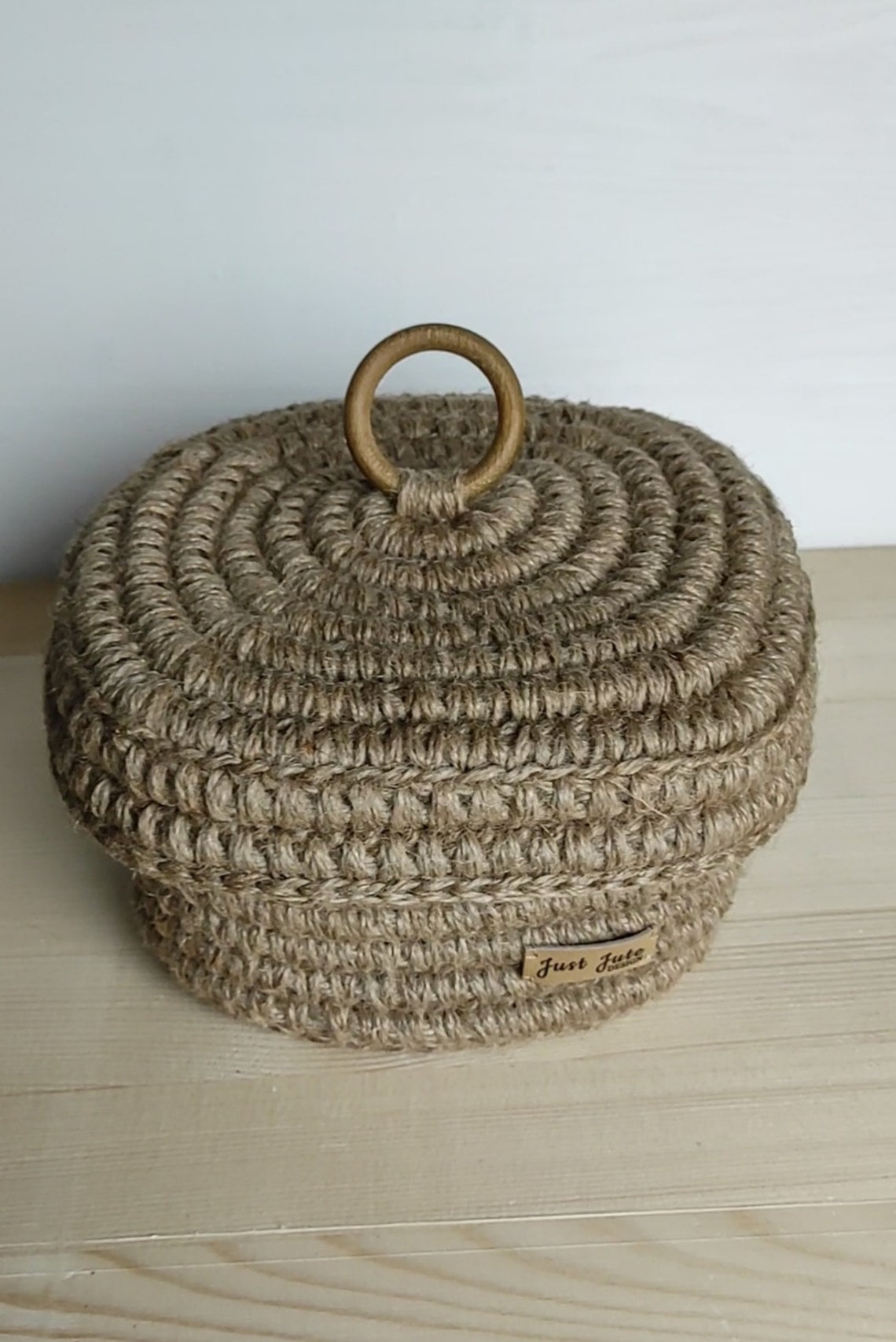 Storage basket with lid Eco friendly lidded basket Jute rope Etsy