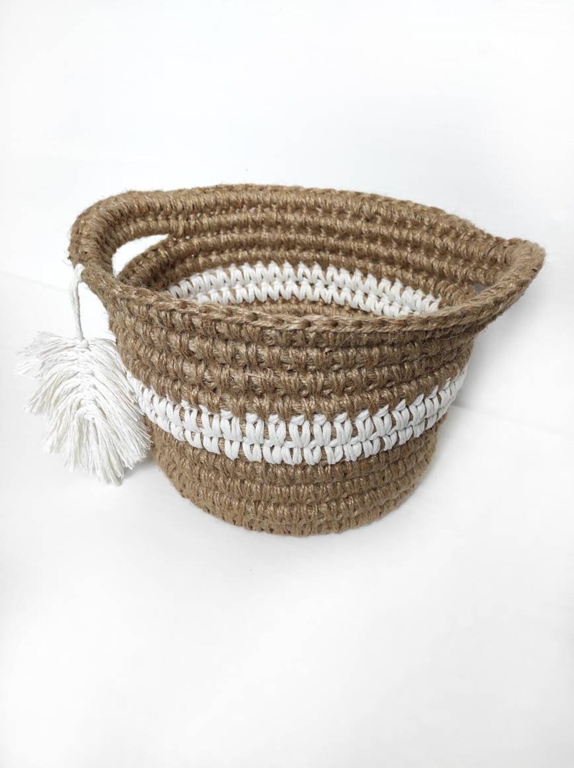 Jute and cotton rope basket large storage basket woven Etsy