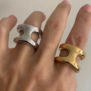 Anker Kettenring, Solid Anker Bolzen Link Ring in Silber; Weißgold überzogen; oder 24K Vergoldet.