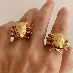 Anillo Escarabajo en Plata 925 Baño Oro 24K.
