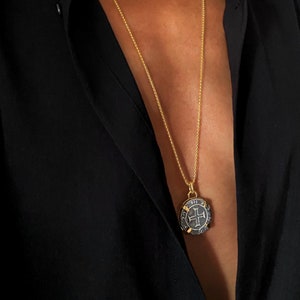 Ancient Coin Necklace: 925 Silver, 24K Gold - Knights of Christ