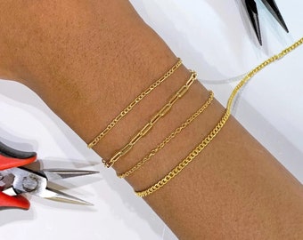 Bracelet en or 18 carats - Chaîne en or - Bracelet de cheville en or - Bracelet en or - Bijoux en or - CHAÎNE - Cadeau personnalisé - Collier en or - Chaîne - Bracelet de cheville