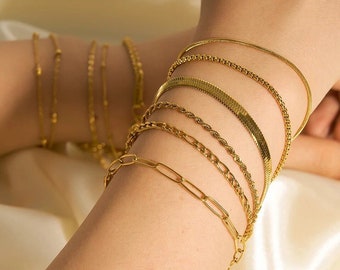 Minimalist Bracelet, Chains, Gold Chain Bracelet, Paperclip, Rope, Box Chain Bracelets, Dainty Everyday Jewelry, gift for her, bracelets