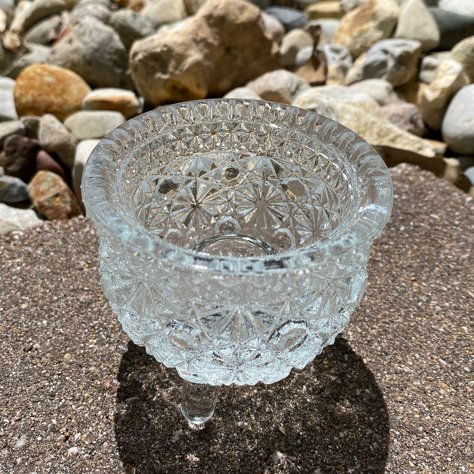 Leaded Crystal Glass BowlShaped Footed Candle Holder Etsy