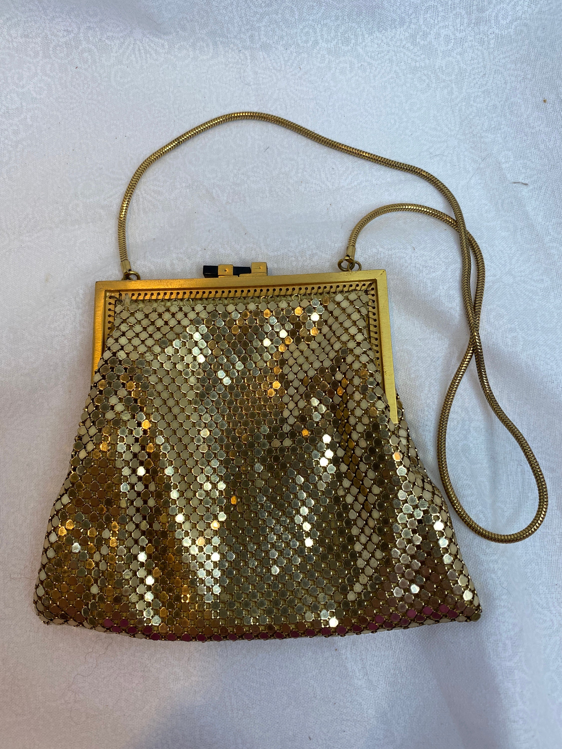 Stunning Gold Mesh Purse / Handbag with Rhinestones | Etsy