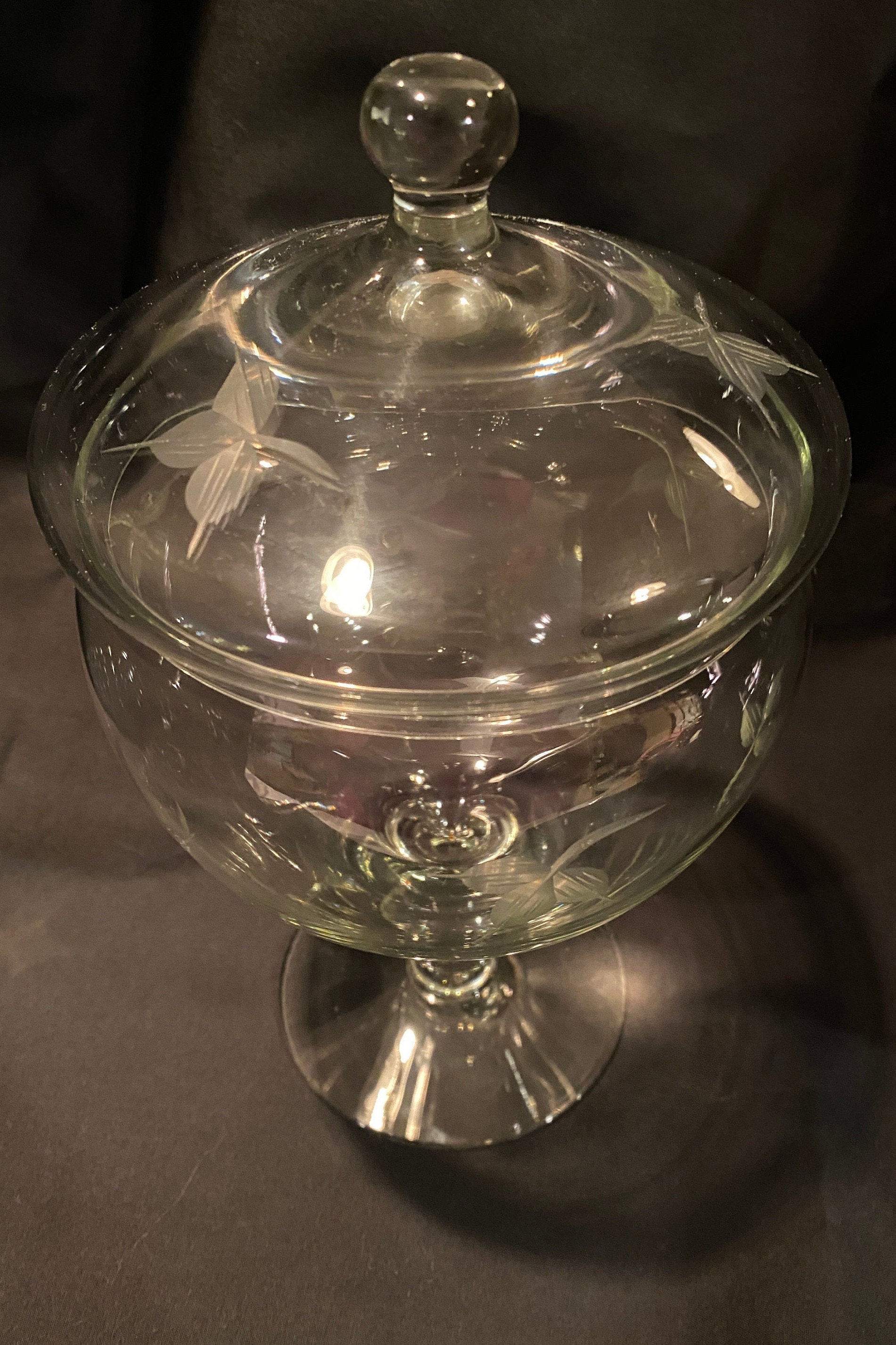 Beautiful Clear Glass Lidded Pedestal Apothecary / Candy Jar Etsy