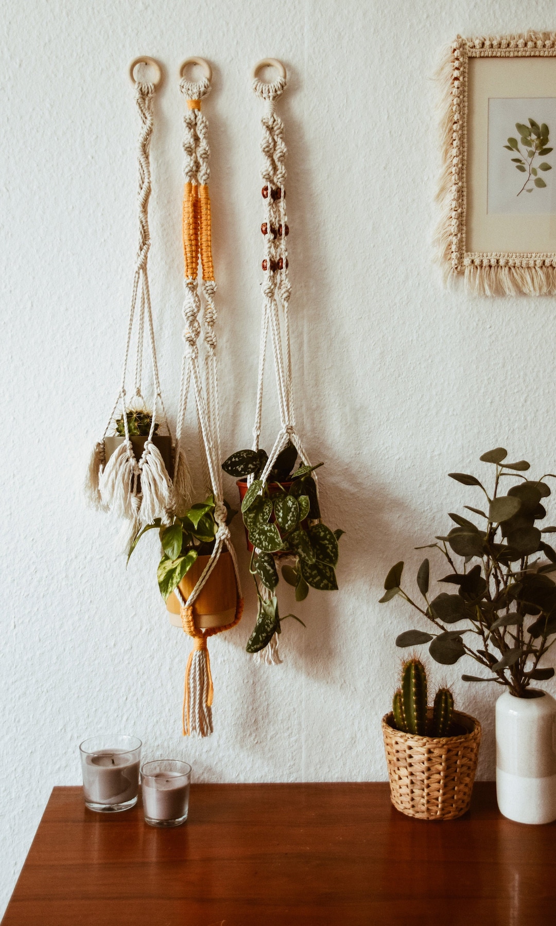 Flower Hangers in Different Designs Three Strands / Boho Hippie Wall