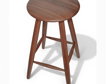 Handmade Walnut Bar Stool: Solid Wood Modern Rustic Counter Stool