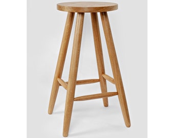 Handcrafted Oak Bar Stool - Vintage Charm for Your Home