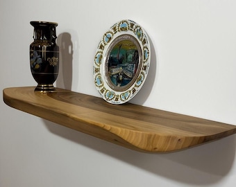 Solid Walnut Floating Wall Shelf: Minimalist Hidden Bracket Design